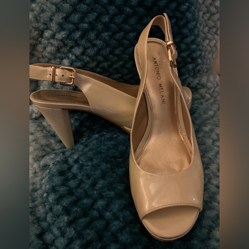 Antonio Melani Patton Leather peep toe strappy heels
